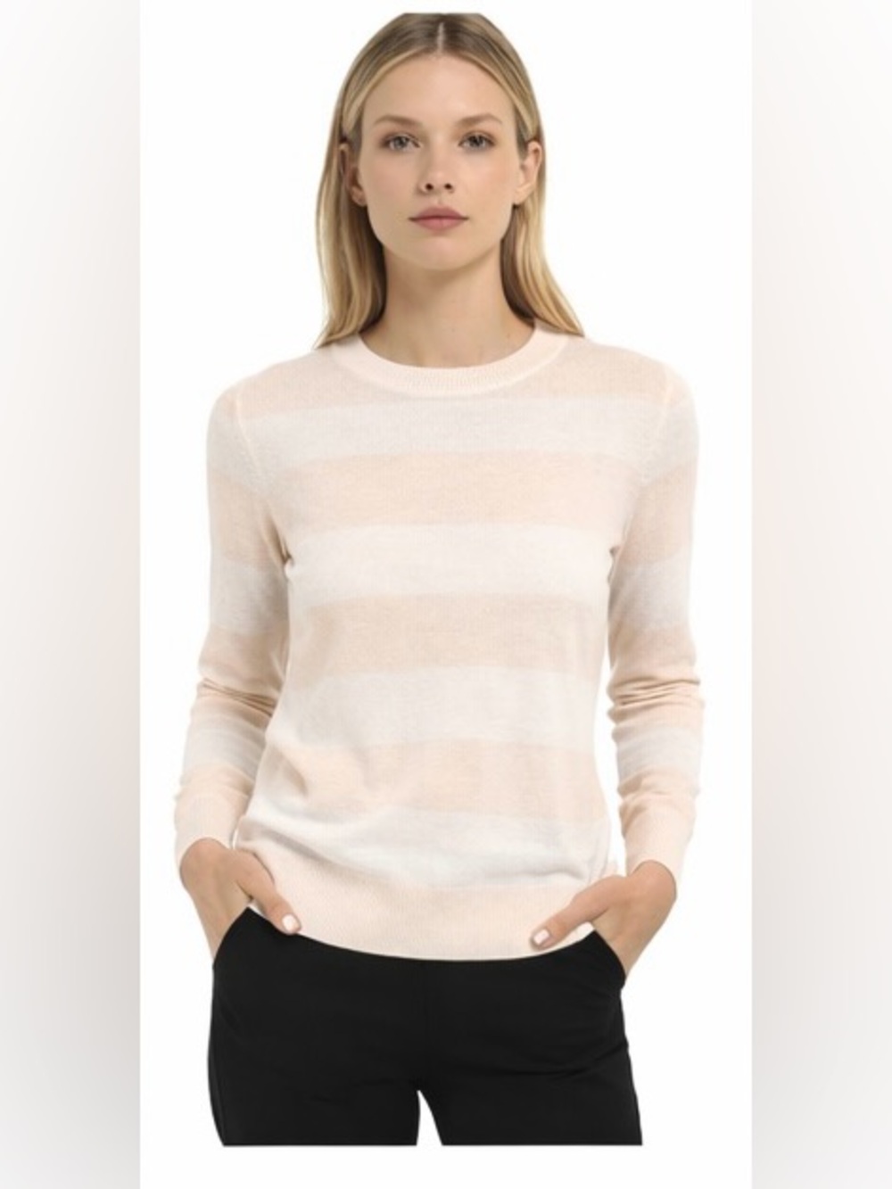 NWT: Theory Yulia OS Tippa Sweater Peony White Stripe Size M